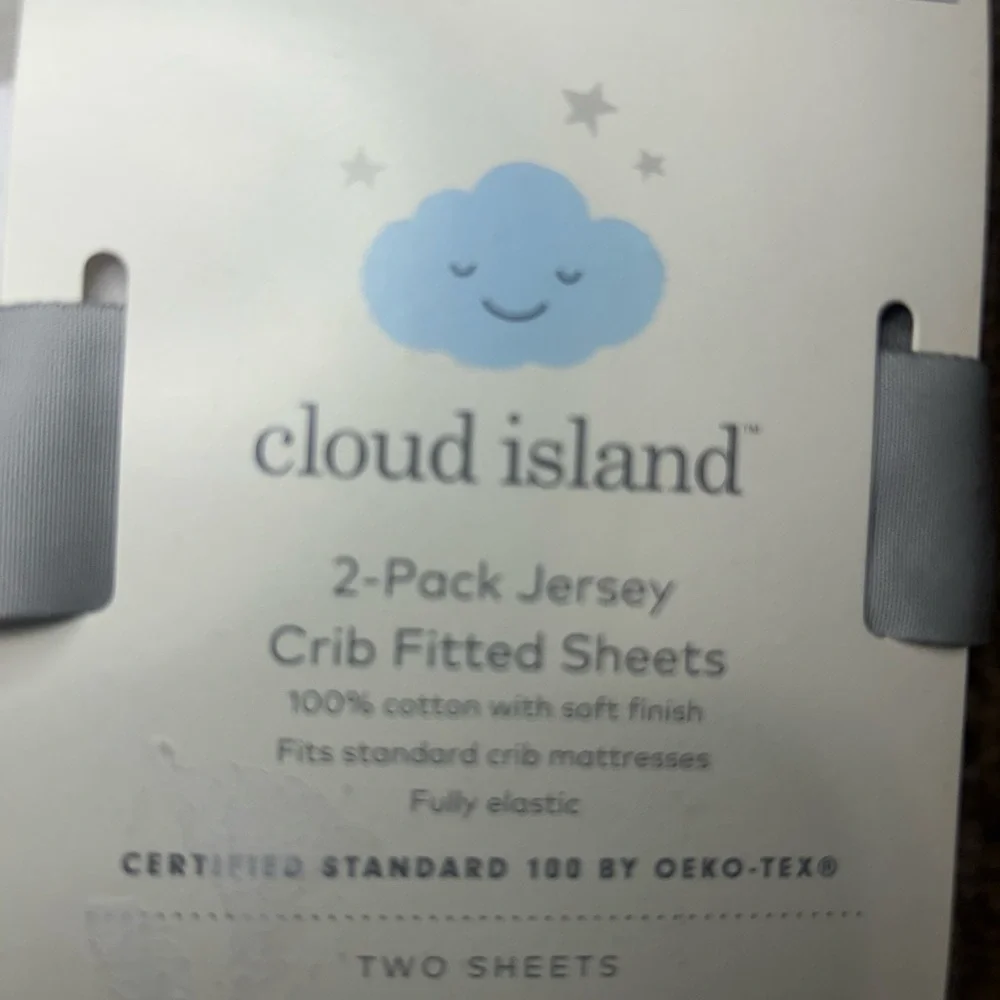 Cloud Island White and Gray Crib Sheets